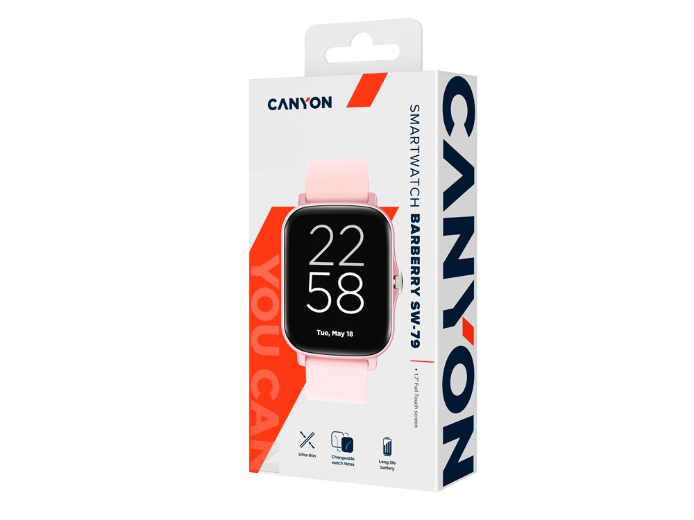 Умные часы CANYON Barberry SW-79, IP 67, BT 5.1, сенсорный дисплей 1.7, розовый - фото 6 - id-p215153136