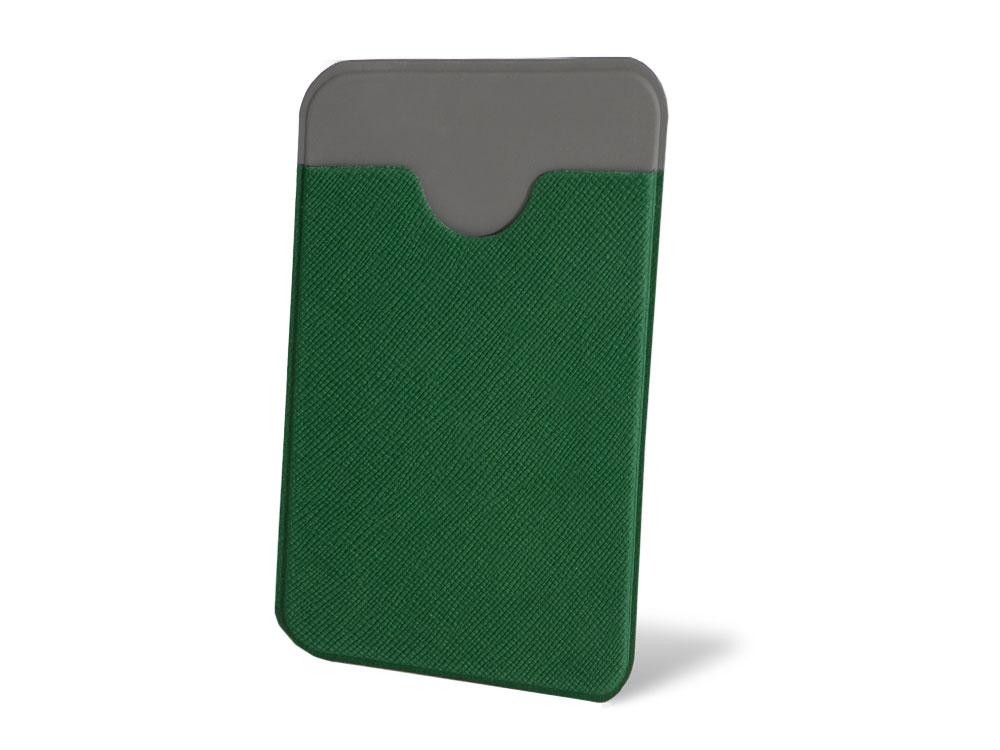 Чехол-картхолдер Favor на клеевой основе на телефон для пластиковых карт и и карт доступа, темно-зеленый - фото 1 - id-p215152189