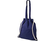 Рюкзак со шнурком Eliza из хлопчатобумажной ткани плотностью 240 г/м2, темно-синий, фото 3