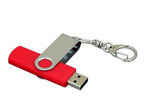 Флешка с поворотным механизмом, c дополнительным разъемом Micro USB, 64 Гб, красный, фото 2
