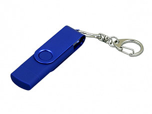Флешка с поворотным механизмом, c дополнительным разъемом Micro USB, 16 Гб, синий, фото 2