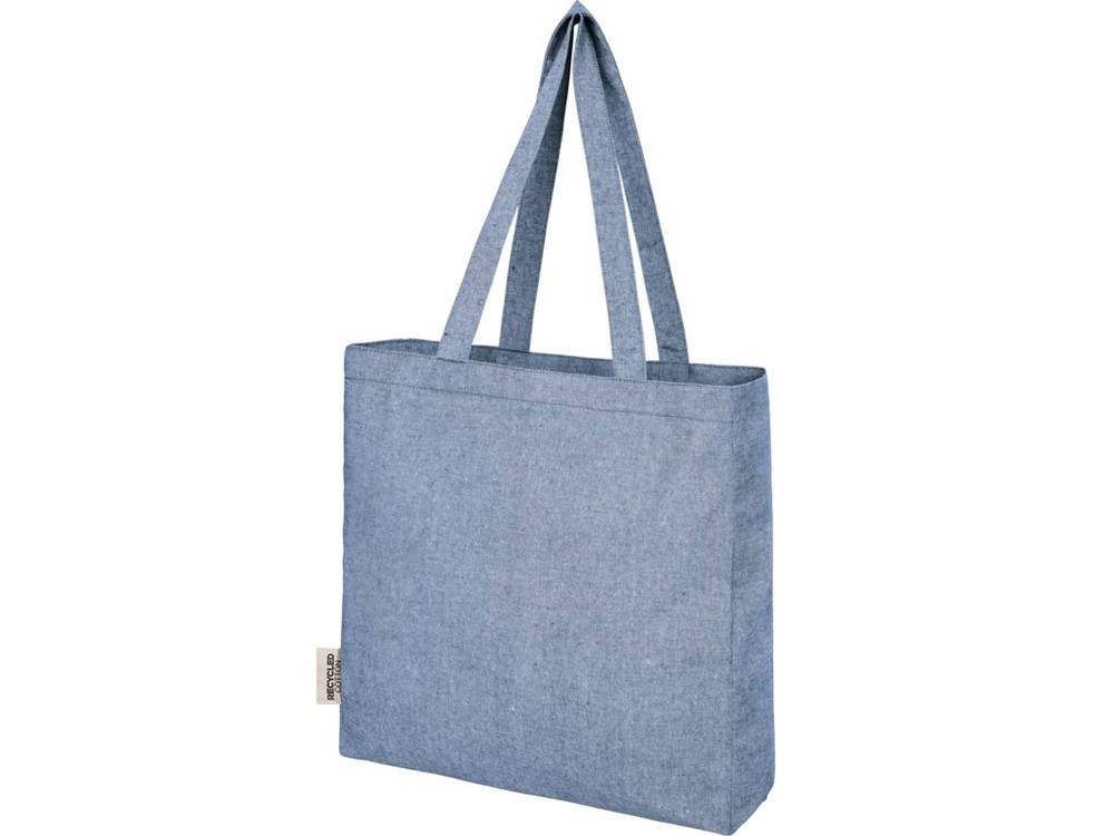 Эко-сумка Pheebs с клинчиком, изготовленая из переработанного хлопка, плотность 210 г/м2, синий меланж - фото 1 - id-p215149331