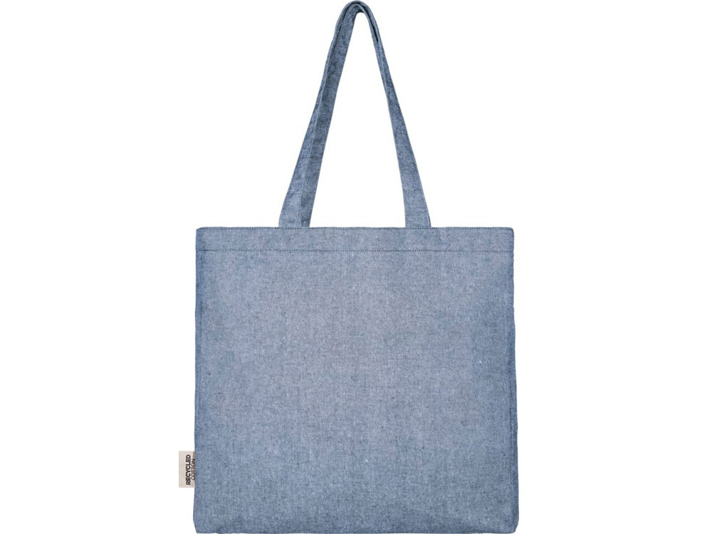 Эко-сумка Pheebs с клинчиком, изготовленая из переработанного хлопка, плотность 210 г/м2, синий меланж - фото 2 - id-p215149331