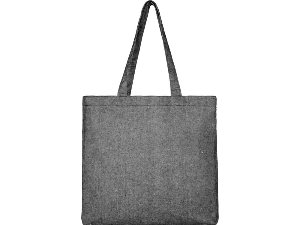 Эко-сумка Pheebs с клинчиком, изготовленая из переработанного хлопка, плотность 210 г/м2, черный меланж - фото 2 - id-p215149332