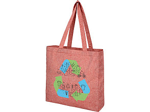 Эко-сумка Pheebs с клинчиком, изготовленая из переработанного хлопка, плотность 210 г/м2, красный меланж, фото 2