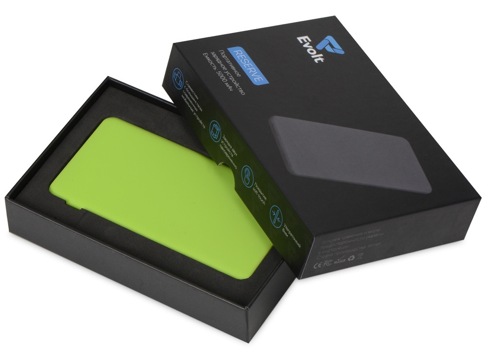 Портативное зарядное устройство Reserve с USB Type-C, 5000 mAh, зеленое яблоко - фото 9 - id-p215153257