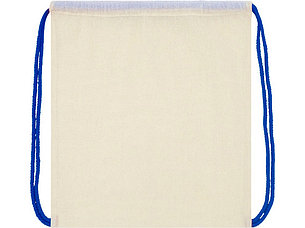 Рюкзак со шнурком Oregon, имеет цветные веревки, изготовлен из хлопка 100 г/м2, бежевый/синий, фото 2