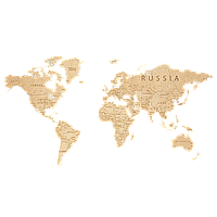 Декор на стену "Карта мира на английском языке" одноуровневый на стену, XXL 3195, натуральный, 100x181 см