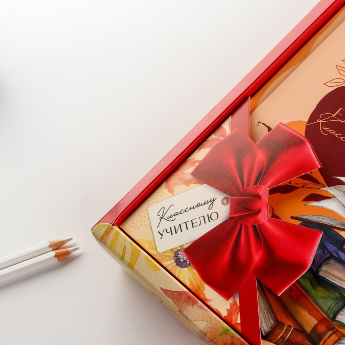 Подарочный набор «Классному учителю» ежедневник и ручка-колокольчик (шариковая, синяя паста, 1 мм) - фото 3 - id-p215192985