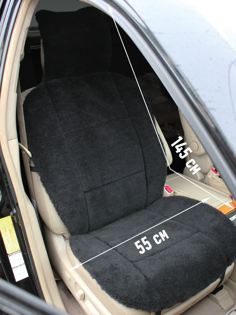 Накидка на автомобильное сидение из натуральной овечьей шерсти, размер 145*55*1,5 см, цвет черный+подарок - фото 3 - id-p215230301