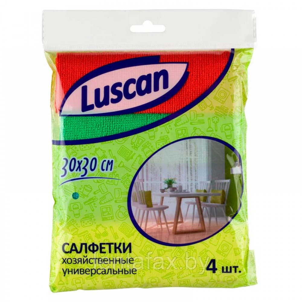 Салфетки для уборки Luscan, микрофибра, 4шт, ассорти