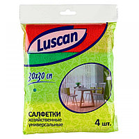 Салфетки для уборки Luscan, микрофибра, 4шт, ассорти