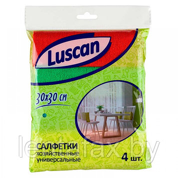 Салфетки для уборки Luscan, микрофибра, 4шт, ассорти
