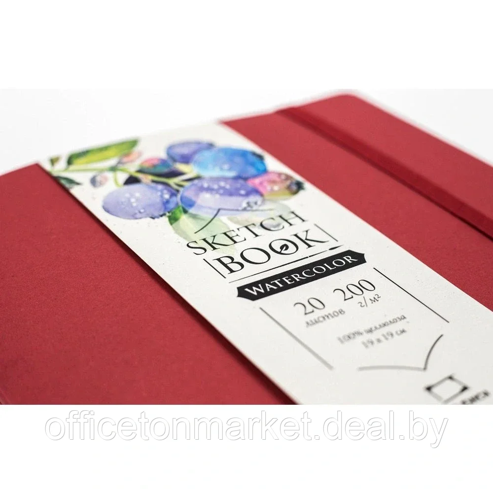 Скетчбук для акварели "Nature", 19x19 см, 200 г/м2, 20 листов, бордовый - фото 2 - id-p151873718
