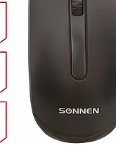 Мышь компьютерная Sonnen "M-3032" беспроводная, 3 кнопки, радиус действия 10м, черная