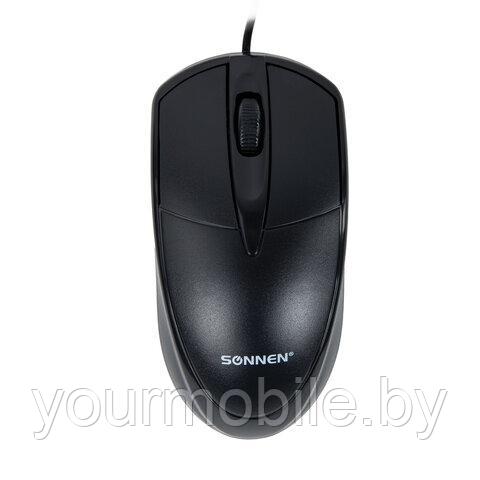 Мышь проводная SONNEN B61, USB, 2 кнопки + колесо-кнопка, оптическая, черная - фото 1 - id-p215234908