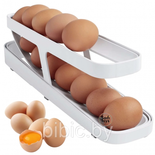 Контейнер для хранения яиц TV-118, подставка органайзер в холодильник, автоматическая прокручивающаяся полка - фото 3 - id-p215236749