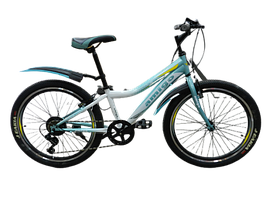 Велосипед детский Nicole 24 бело-бирюзовый, V-brake (7 скоростей, Original SHIMANO SL-TX50-7R/TZ31)