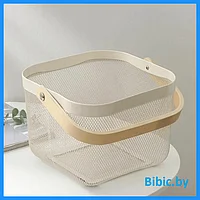 Корзина для хранения металлическая с ручкой TV-124, органайзер для кухни офиса дома, корзинка для интерьера