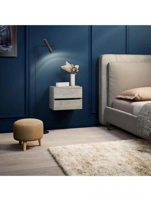 Прикроватная тумбочка для спальни подвесная современная тумба деревянная в комнату с ящиками узкая VS48 серая - фото 3 - id-p215238697