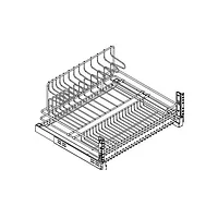 Сетка для посуды 1-уровневая в нижнюю базу 600 выдвижная, с доводчиком, отделка хром