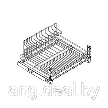 Сетка для посуды 1-уровневая в нижнюю базу 600 выдвижная, с доводчиком, отделка хром