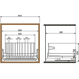 Сетка для посуды 1-уровневая в нижнюю базу 600 выдвижная, с доводчиком, отделка хром, фото 2