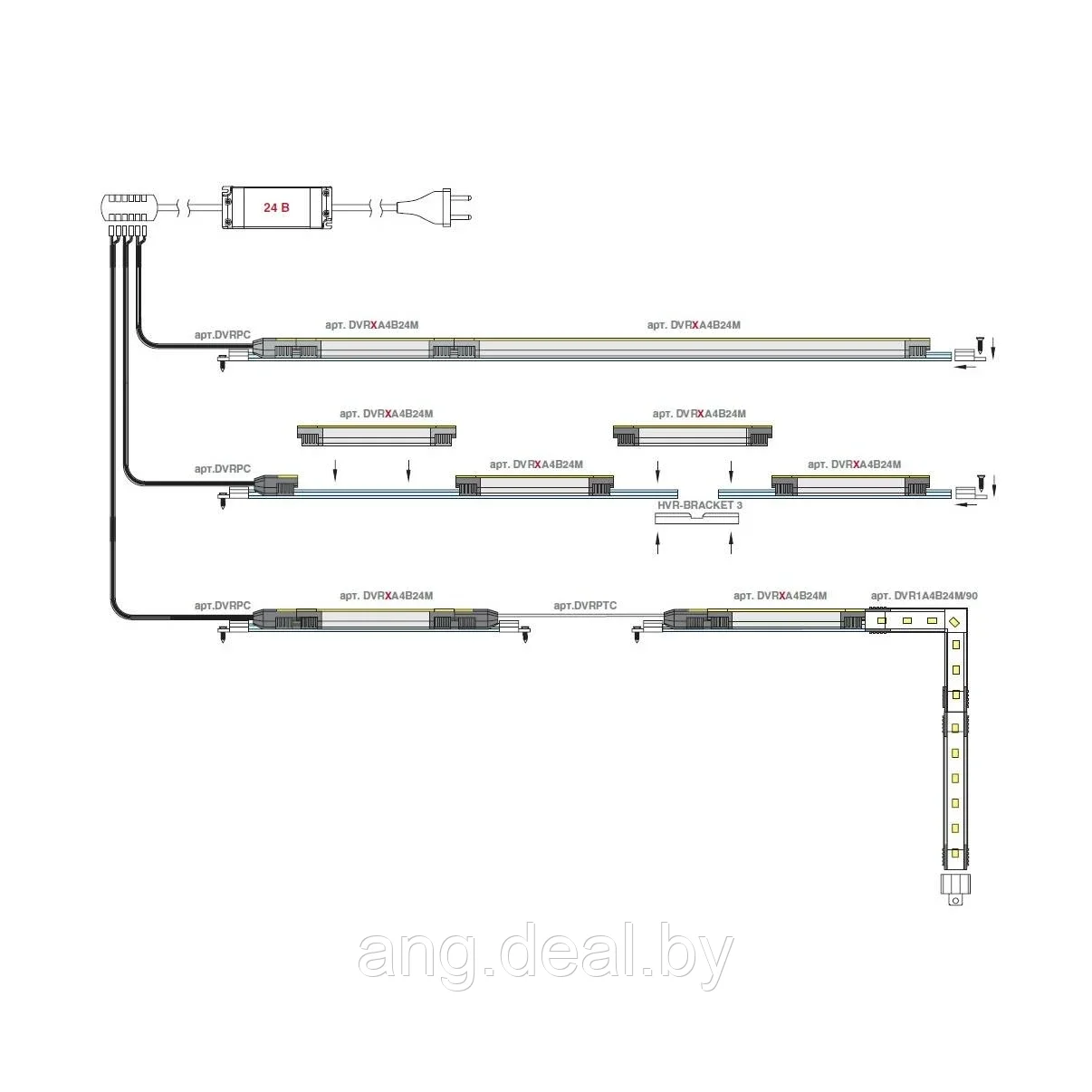 Светильник LED Monorail, угловой,1,3W/24V, 4000K - фото 3 - id-p215264451