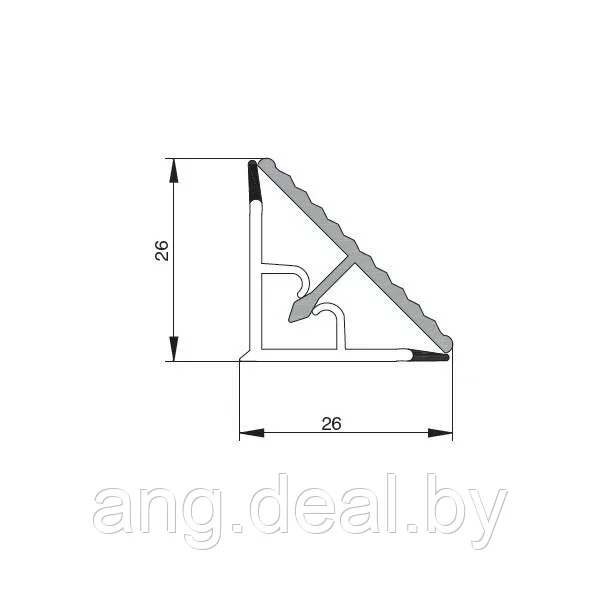 Бортик треугольный рифленый, L=3050, алюминий анодированный - фото 2 - id-p215264609