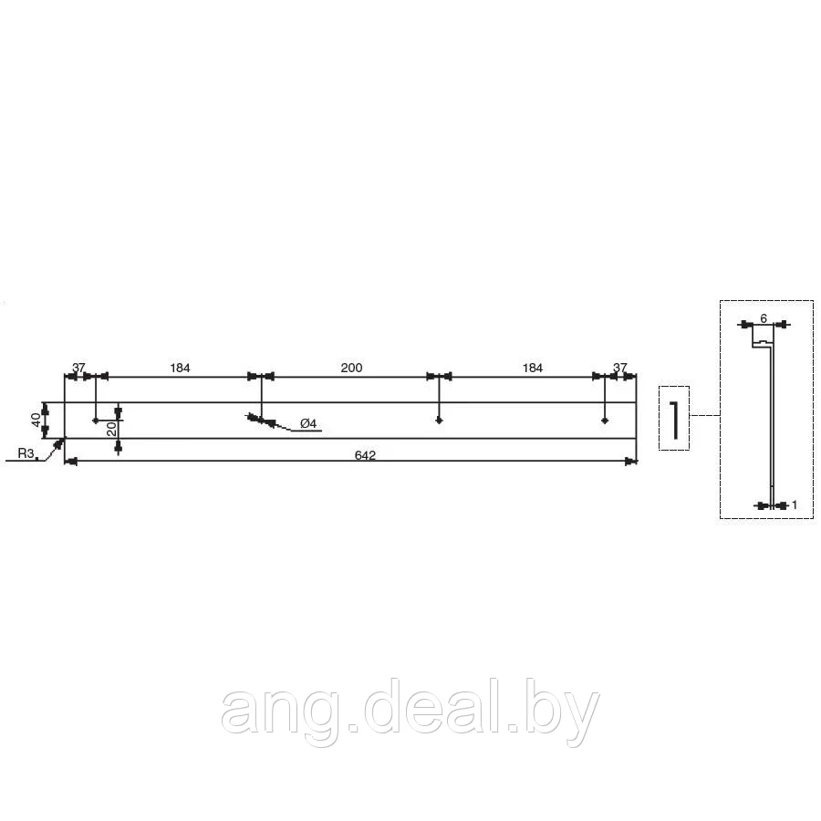 Профиль торцевой R3 для столешницы Н.38,8, универсальный, алюминий - фото 2 - id-p215264663