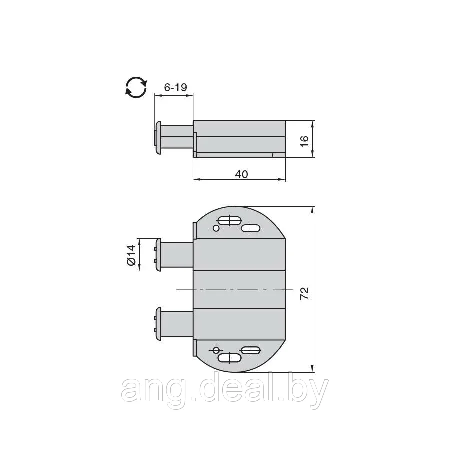 Push-Latch M Защелка накладная двойная с магнитом, отделка черная - фото 2 - id-p215264706