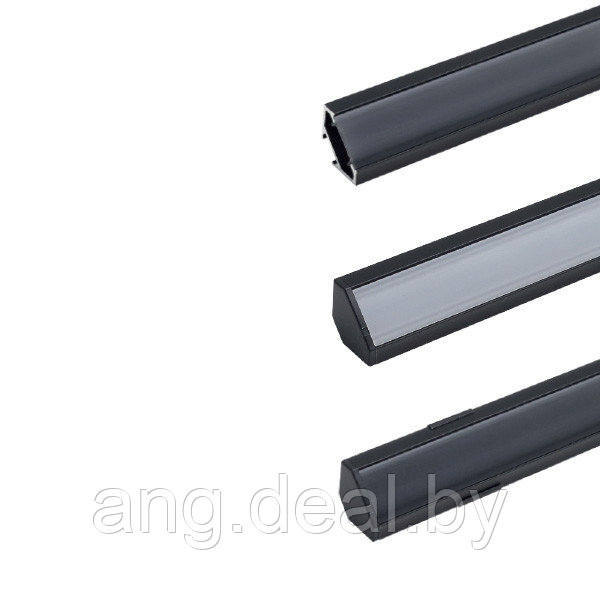 Профиль 1616LG для LED подсветки накладной, L=3000 мм, отделка черный (анодировка) - фото 3 - id-p208654199