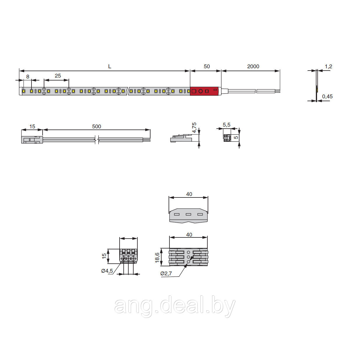 LED лента SMD2835 с сенсор. выкл.,(нейтрал. белый), 24Вт(12Вт/м), 12В, 2000х8 мм, каб. пит. 2м и кон.L813, - фото 2 - id-p215266155