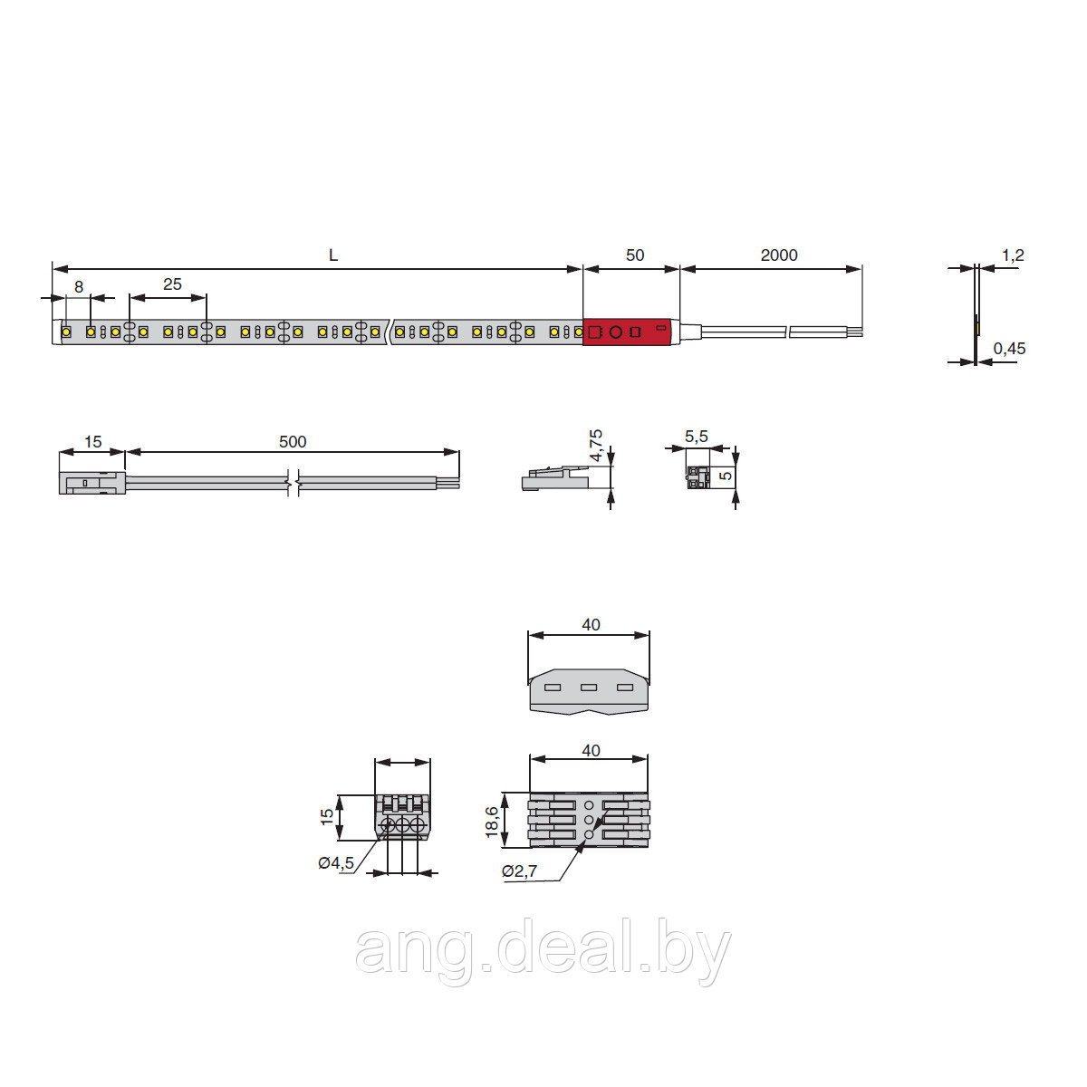 LED лента SMD2835 с сенсор. выкл.,(теплый белый), 12Вт(12Вт/м), 12В, 1000х8 мм, каб. пит. 2м и кон.L813, - фото 2 - id-p215266162