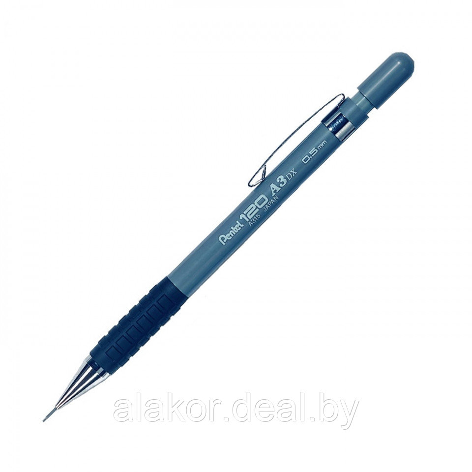 Карандаш автоматический "Pentel 120 A3", 0,5мм, серый, с ластиком - фото 1 - id-p215269771