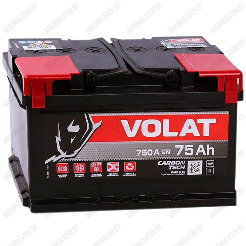Аккумулятор VOLAT Ultra / Низкий / 75Ah / 750А / Обратная полярность / 278 x 175 x 175