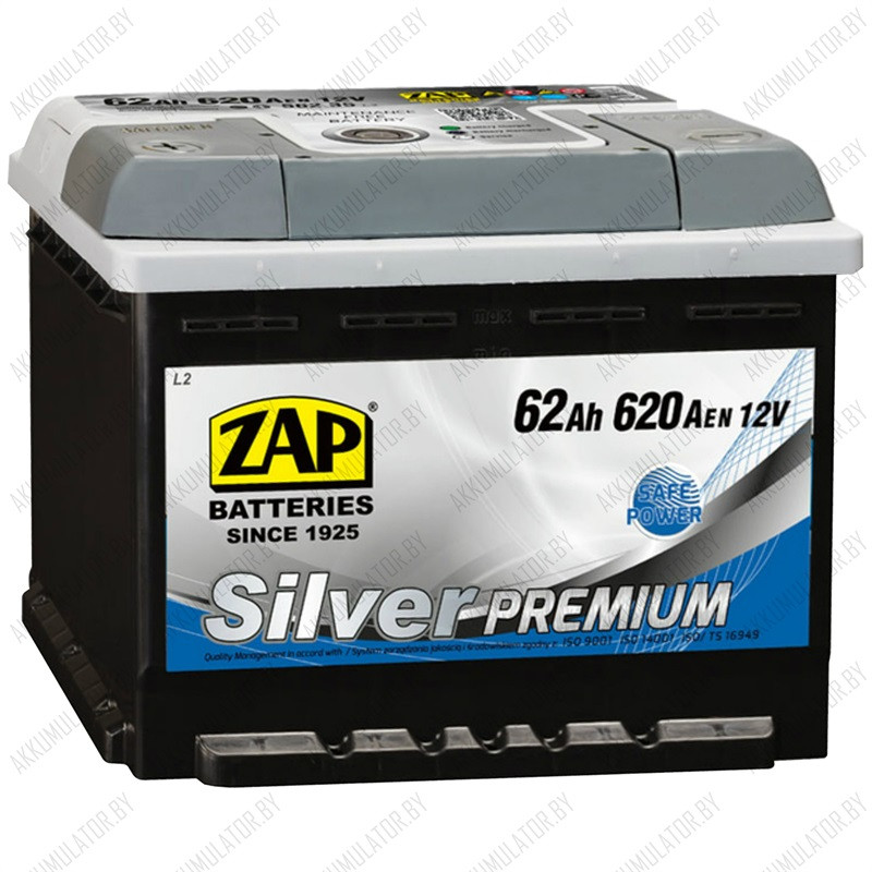 Аккумулятор ZAP Silver Premium / 562 36 / 62Ah / 620А / Прямая полярность