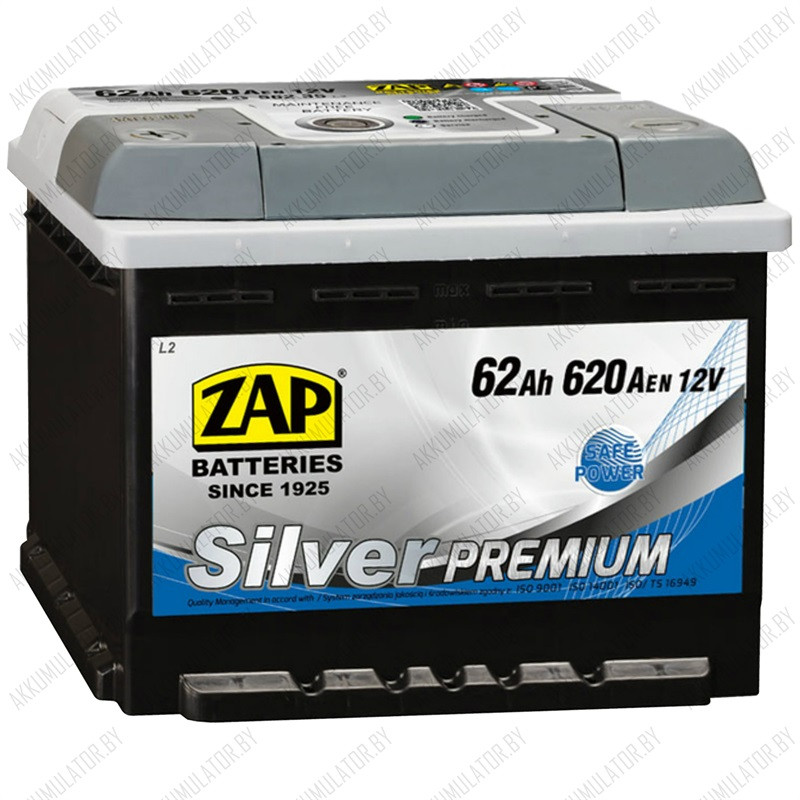Аккумулятор ZAP Silver Premium / 562 36 / 62Ah / 620А / Прямая полярность / 242 x 175 x 190
