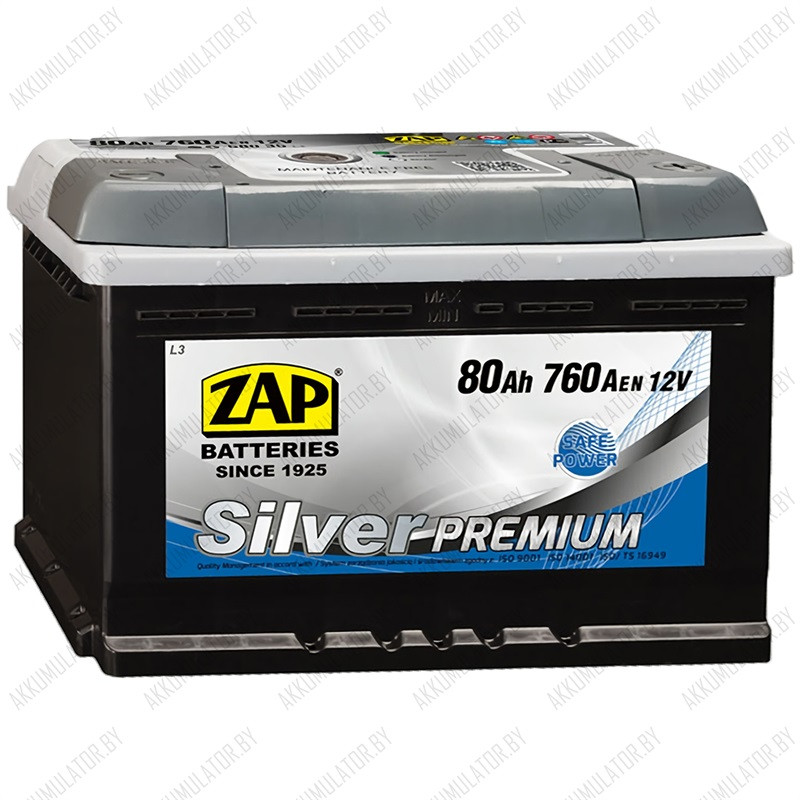 Аккумулятор ZAP Silver Premium / 580 35 / 80Ah / 760А - фото 1 - id-p75049187