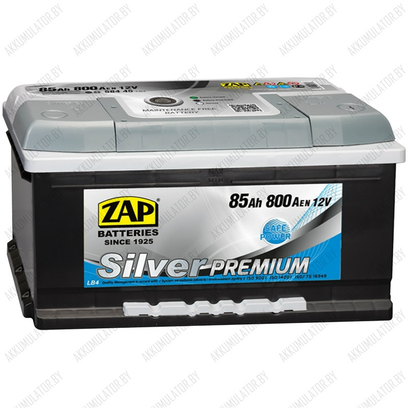 Аккумулятор ZAP Silver Premium / 585 45 / Низкий / 85Ah / 800А - фото 1 - id-p75049188