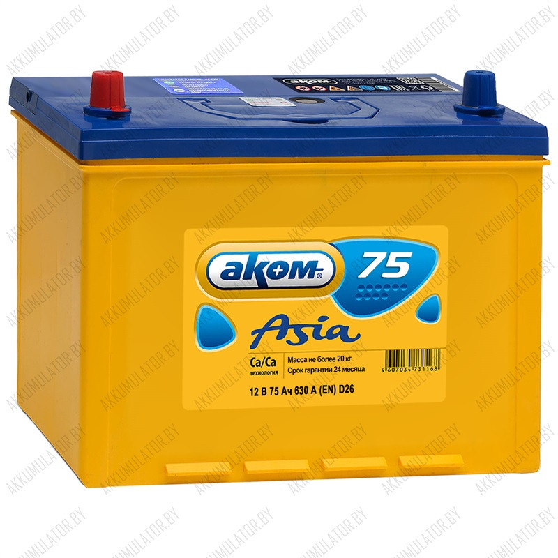 Аккумулятор AKOM Asia 6СТ-75VL / 75Ah / 630А