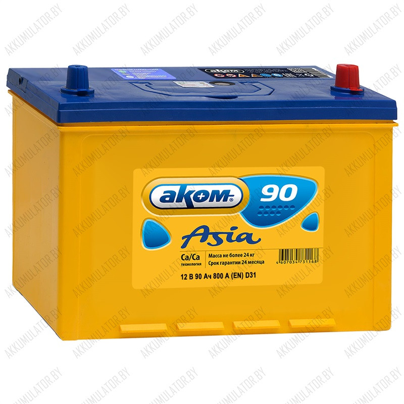 Аккумулятор AKOM Asia 6СТ-90VL / 90Ah / 800А