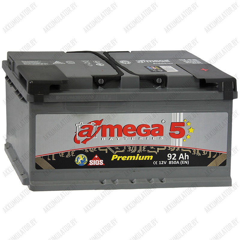 Аккумулятор A-Mega Premium 6СТ-92-А3 / 92Ah / 850А - фото 1 - id-p75048285