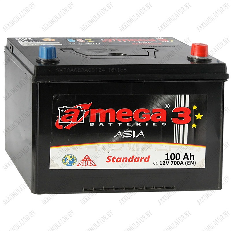 Аккумулятор A-Mega Standard Asia JR / 100Ah / 700А - фото 1 - id-p75048300