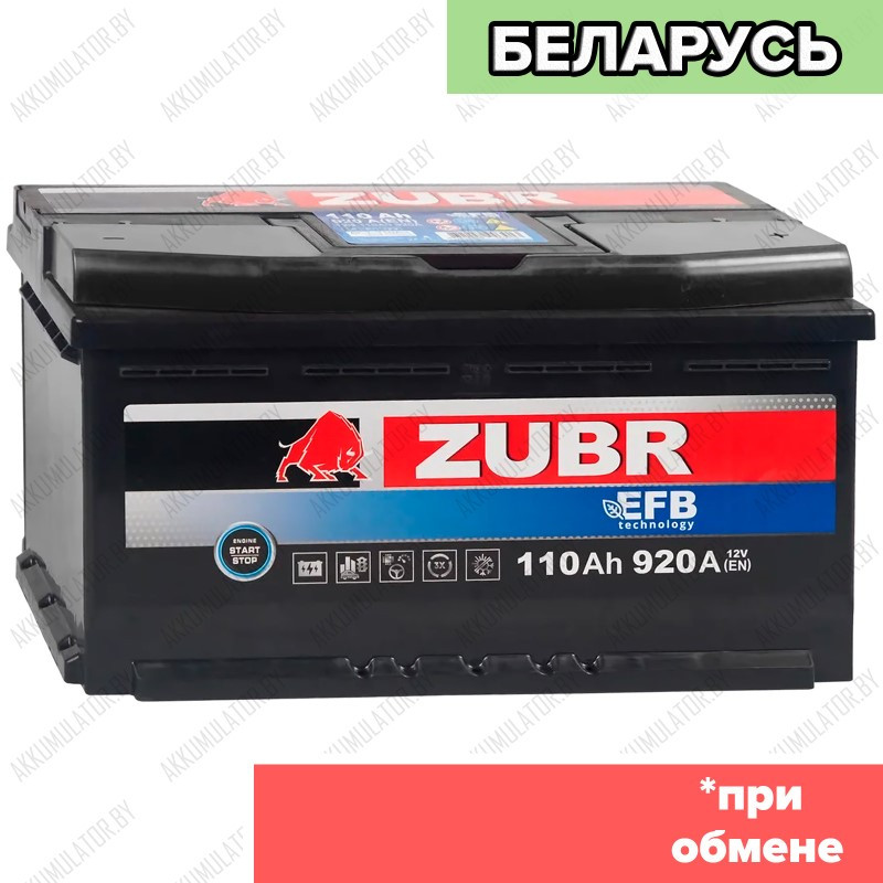 Аккумулятор Зубр EFB / 110Ah / 920А