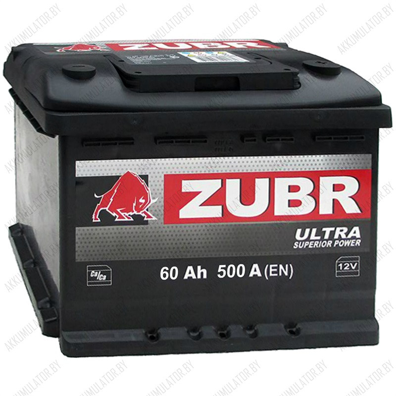 Аккумулятор Зубр Ultra 60Ah / 500А / Обратная полярность / 242 x 175 x 190