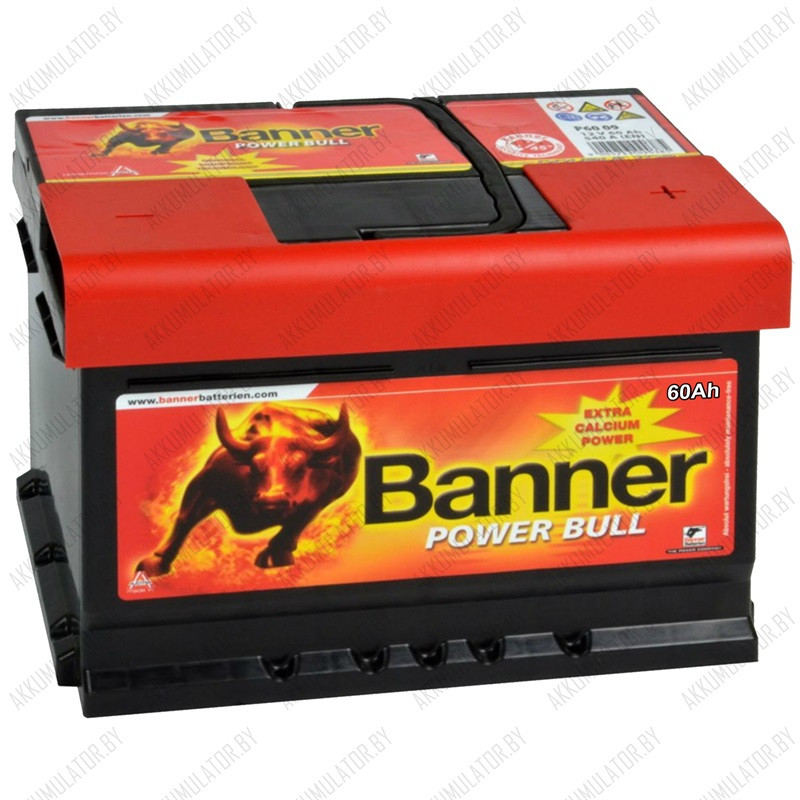 Аккумулятор Banner Power Bull / P60 09 / Низкий / 60Ah / 540А - фото 1 - id-p75048351