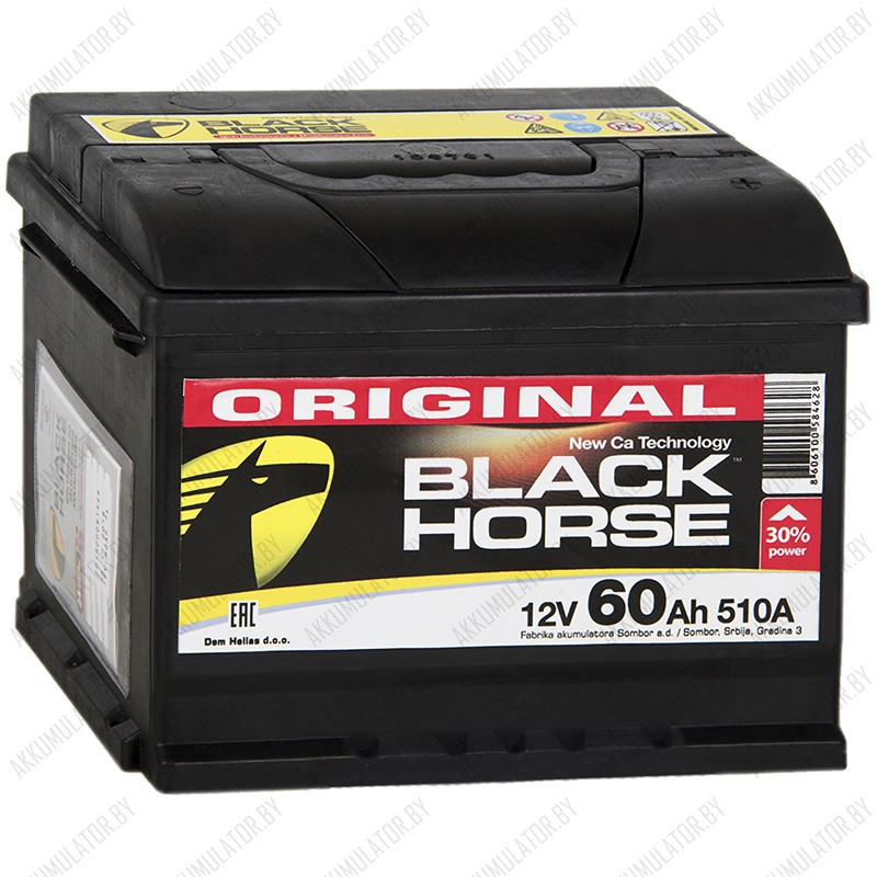Аккумулятор Black Horse 60Ah / 540А - фото 1 - id-p88742603