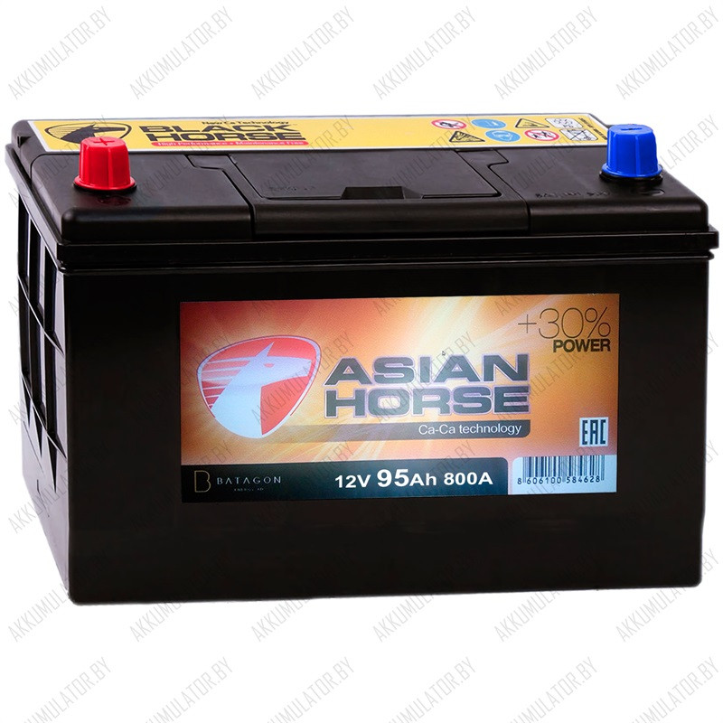 Аккумулятор Asian Horse 95 L / 95Ah / 800А / Прямая полярность