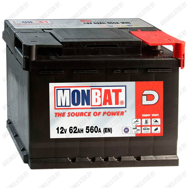 Аккумулятор Monbat Dynamic 62 R / 62Ah / 560А / Обратная полярность / 242 x 175 x 190